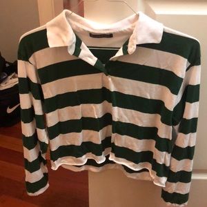 Brandy Melville Cropped Striped Polo